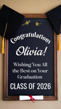 Black Typographic Custom Graduation Poster Template | Congrats Olivia | Class Of 2025 Design Instagr Instagram Story