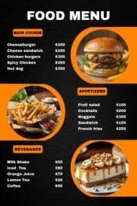 Black Typographic Delicious & Healthy – Food Menu 2024 Poster template