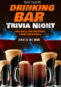 Black Typographic Drinking Bar Trivia Night A2 template
