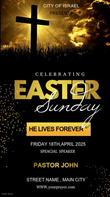 Black Typographic Easter Sunday Digital Display (9:16) template