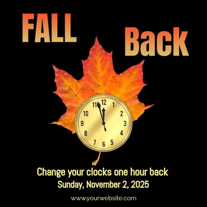 Black Typographic Fall Back Instagram Post Template | PosterMyWall