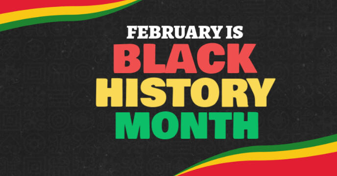 Black Typographic February Is Black History Month Facebook Group Cover Photo template