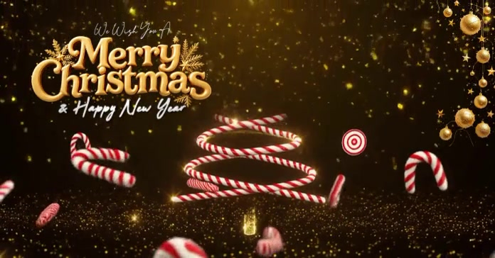 Black Typographic Festive Merry Christmas And New Year Greeting Video ...