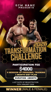 Negro Fitness Transformation Challenge Digitalt display Template