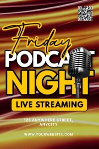 Black Typographic Friday Podcast Night Poster template