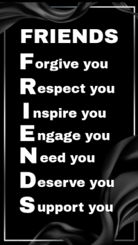 Black Typographic Friends Acronym  Instagram Story template