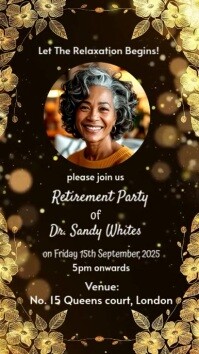 Black Retirement Party Digitale Vertoning Template