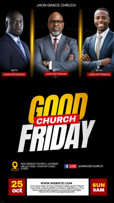 Black Typographic Good Friday Church Service Instagram Story Template ...