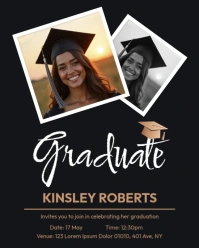 Black Typographic Graduate Graduation Congratulations Invitation Banner Flyer Poster Class Of Colleg Instagram Portrait template