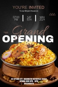 Black Typographic Grand Opening – Biryani House Poster Plakat template
