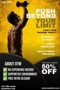 Black Typographic Gym Template Poster