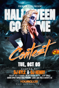 Black Typographic Halloween Costume Party Contest  Banner 4' × 6' template