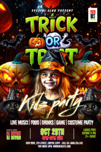 Black Typographic Halloween Kids Party Postermywall Template Poster