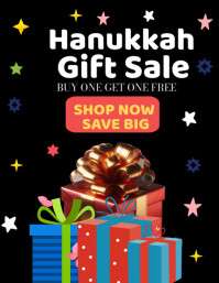 Black Typographic Hanukkah Gift Sale Flyer (us Letter) template