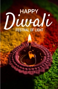 Black Typographic Happy Diwali Template  Half Page Wide