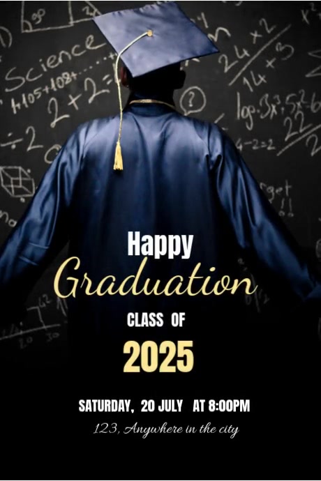 Black Typographic Happy Graduation Party Invitation Poster Template ...