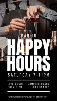 Black Typographic Happy Hour Instagram Reel Instagram Reel template