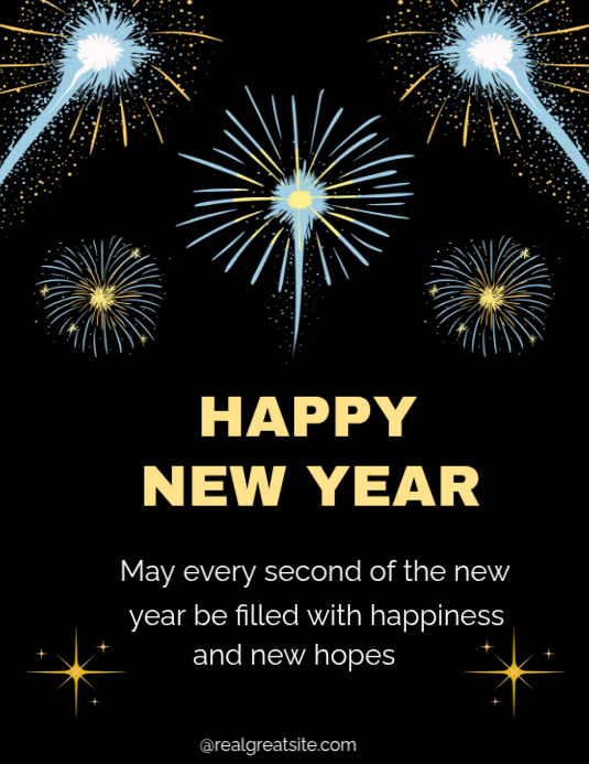 Black Typographic Happy New Year 2026 Flyer (us Letter) Template ...