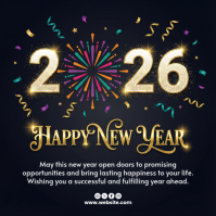 Black Typographic Happy New Year 2026 Instagram Post template