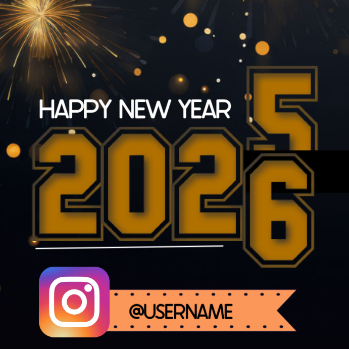 Black Typographic Happy New Year 2026 Instagram Post Template ...