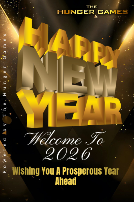 Black Typographic Happy New Year 2026 Poster - Bold Gold 3d Text ...