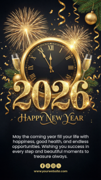 Black Typographic Happy New Year Instagram Story template