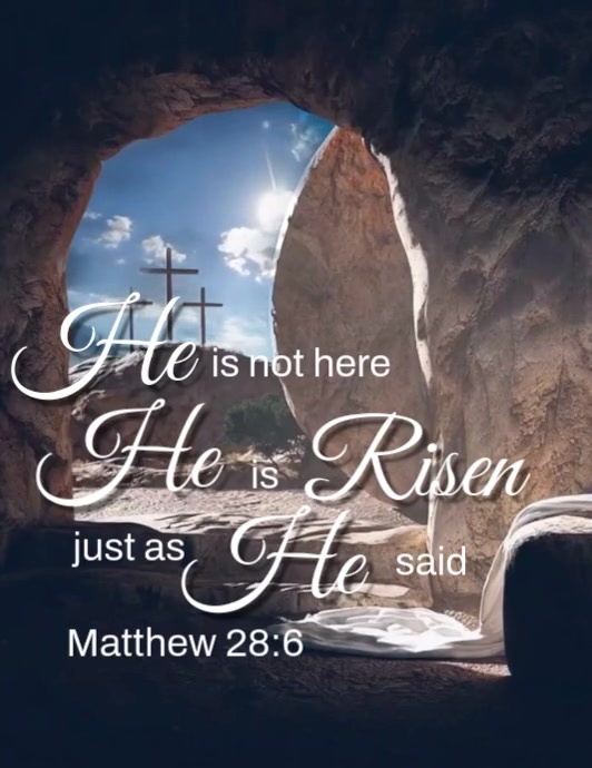 Copy of Black Typographic He Is Risen Flyer (us Letter) | PosterMyWall