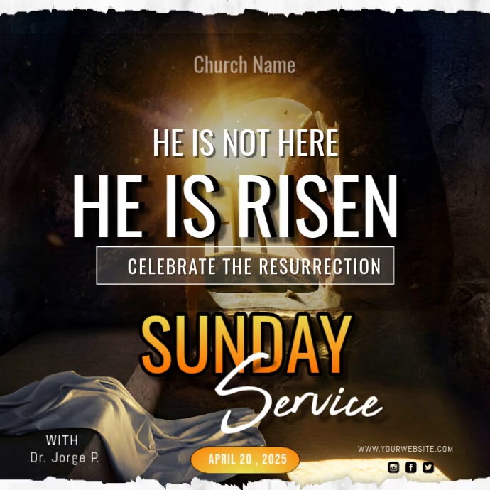 Black Typographic He Is Risen Instagram Post template