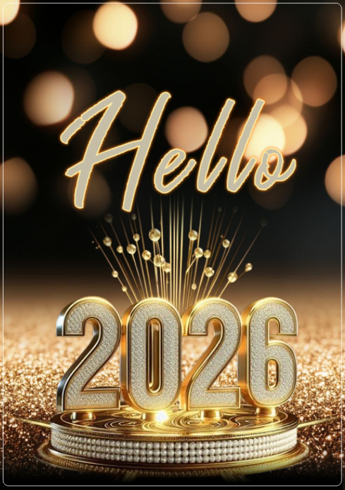 Black Typographic Hello 2026 A4 Template | PosterMyWall