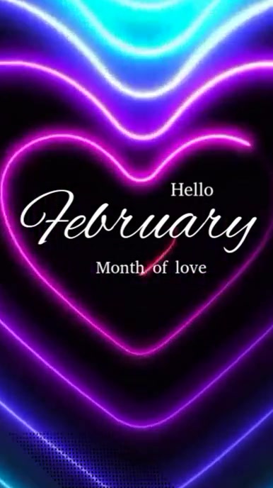 Black Typographic Hello February New Month Poster  Instagram Reel template