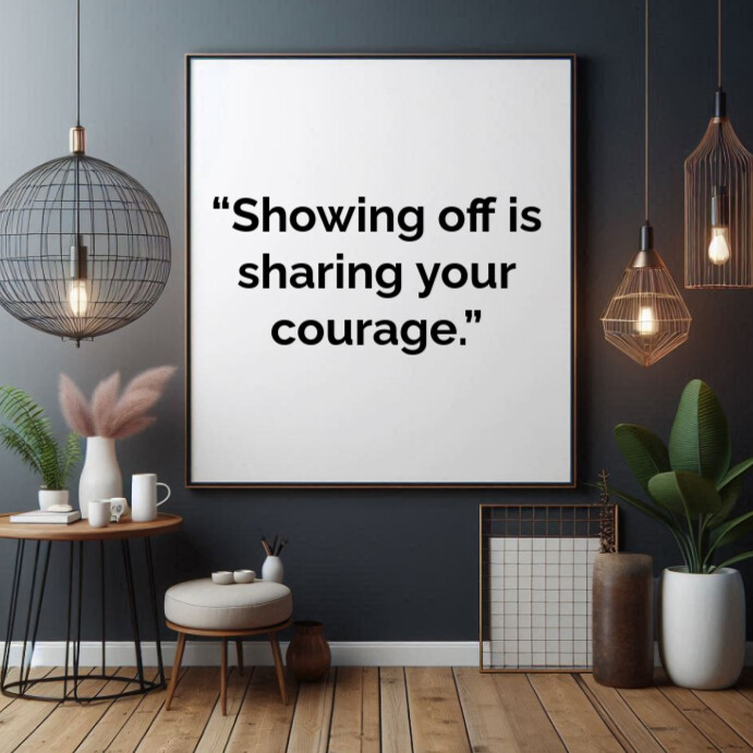 Black Typographic Inspirational Showing Off Quotes Square (1:1 ...