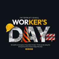 Black Typographic International Workers' Day Instagram Post Instagram-Beitrag template