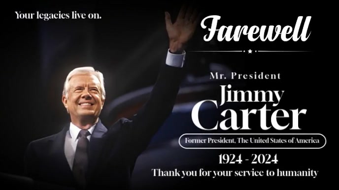 Black Typographic Jimmy Carter Digital Display (16:9) Template ...