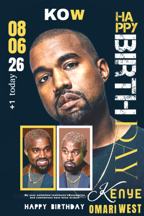 Kanye West Birthday Posters Template | PosterMyWall