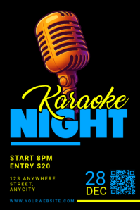 Black Typographic Karaoke Night Poster Affiche template