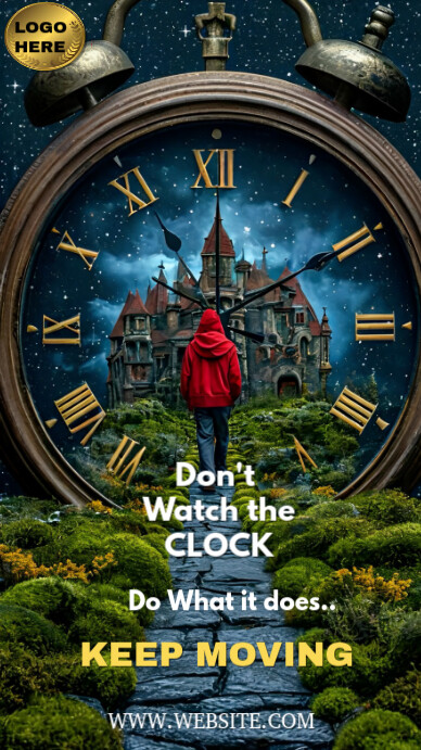 Black Typographic Keep Moving , Don't Watch The Clock Instagram Story template