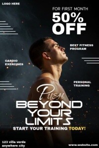 Black Typographic Limitless Fitness Template Poster Poster