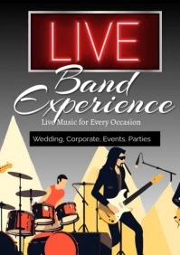 Black Typographic Live Band Booking Video A2 template