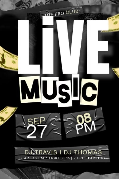 Black Live Music Event Posters Template | PosterMyWall