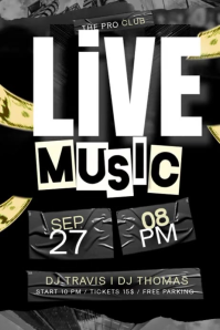 Black Typographic Live Music Event Poster Video template