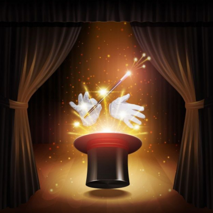 Black Typographic Magical Stage Illustration Instagram Post Template ...
