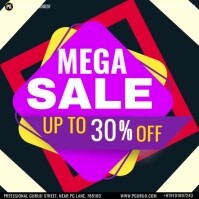 Black Typographic Mega Sale  Instagram Post template