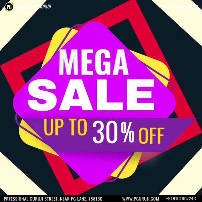 Black Typographic Mega Sale  Instagram Post Iphosti le-Instagram template