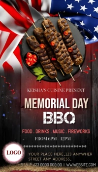 Black Typographic Memorial Day Bbq Dinner  Business Card Visitkort template