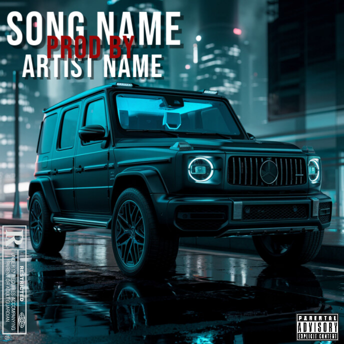 Black Typographic Mercedes Song Mixtape  Album Cover template