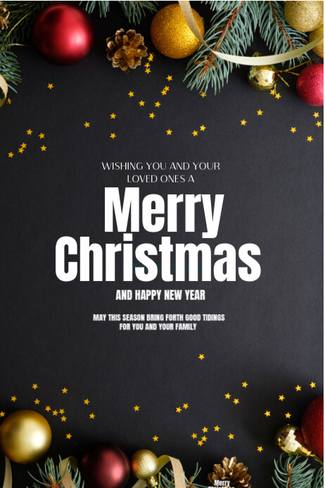 Copy of Black Typographic Merry Christmas And Happy New Year 2025 ...