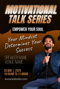 Black Typographic Motivational Talk Series Poster Плакат template