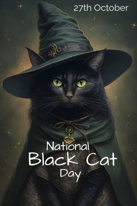 Plantilla de Black Typographic National Black Cat Day Poster | PosterMyWall