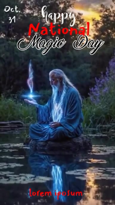 Plantilla de Black Typographic National Magic Day Whatsapp Status ...