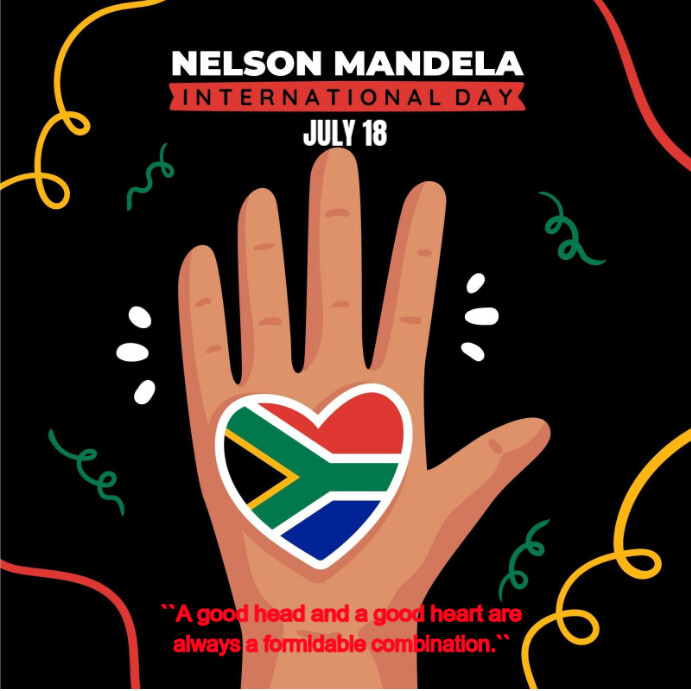 Black Typographic Nelson Mandela International Day Instagram Post template